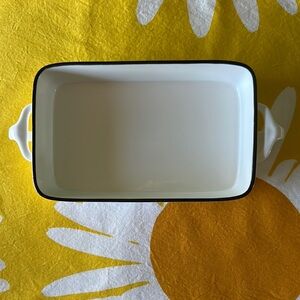NWOT Dansk Porcelain Kobenstyle II Rectangular Baking Dish White with Black Rim